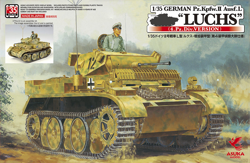 Asuka Model 35-006 Asuka 1/35 German Pz.Kpfw.II Ausf.L "LUCHS" (4.Pz Division) Plastic Model Kit - Hobby City NZ (8964710858989)