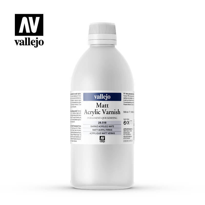 Vallejo AV28518 Permanent Matt Varnish 500ml - Hobby City NZ (8938262135021)