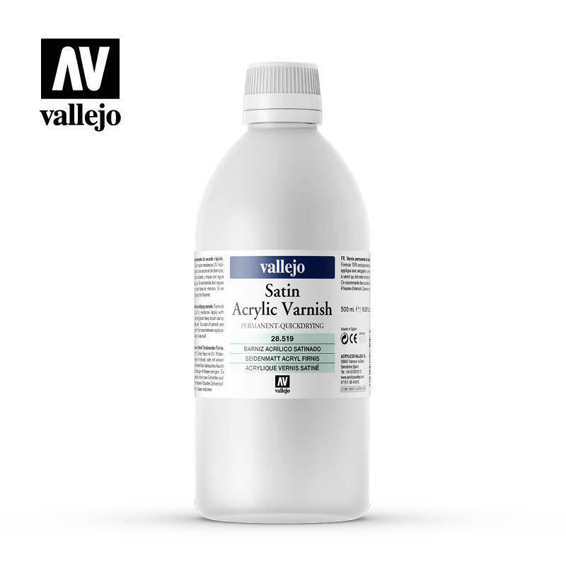 Vallejo AV28519 Permanent Satin Varnish 500ml - Hobby City NZ (8938262298861)