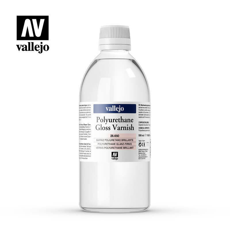 Vallejo AV28650 Permanent Gloss Polyurethane Varnish Polyurethane Varnish 500ml (8938262364397)