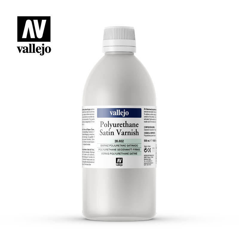 Vallejo AV28652 Permanent Satin Polyurethane Varnish Polyurethane Varnish 500ml (8938262528237)