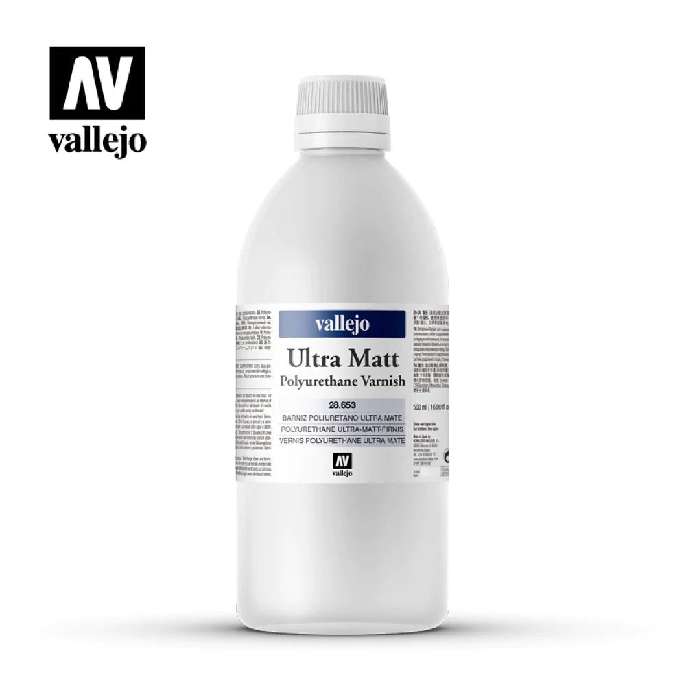 Vallejo AV28653 Permanent Ultra Matt Polyurethane Varnish Polyurethane Varnish 500ml (8938262626541)