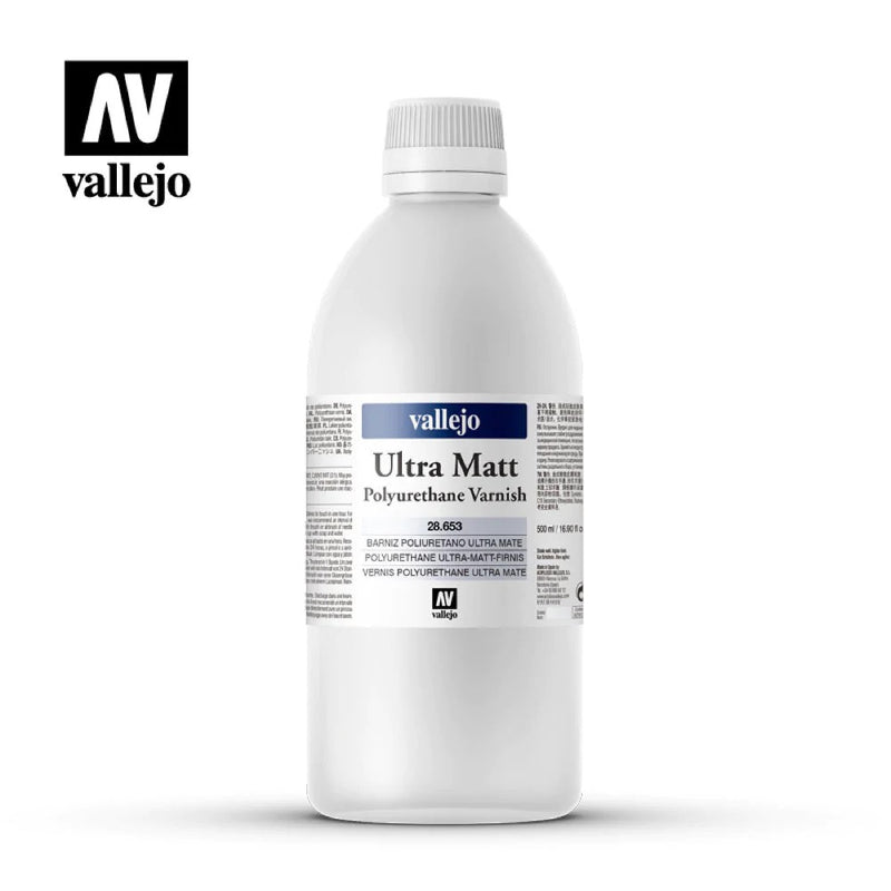 Vallejo AV28653 Permanent Ultra Matt Polyurethane Varnish Polyurethane Varnish 500ml - Hobby City NZ (8938262626541)