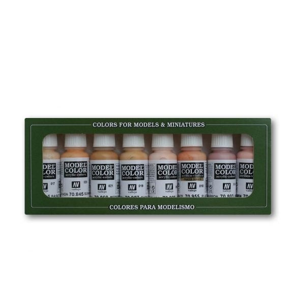 Vallejo 70124 Model Colour: Face & Skin Tones (8 Colours) Acrylic Paint Set - Hobby City NZ (8964712300781)