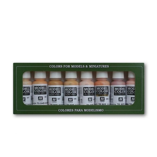 Vallejo 70124 Model Colour: Face & Skin Tones (8 Colours) Acrylic Paint Set - Hobby City NZ (8964712300781)