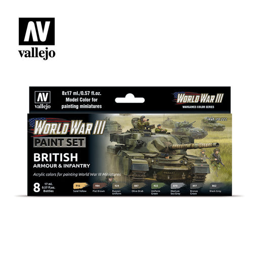 Vallejo 70222 Model Colour WWIII British Armour & Infantry Acrylic 8 Colour Paint Set - Hobby City NZ (8964713185517)