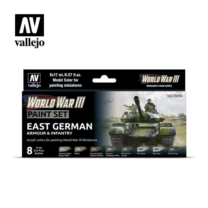 Vallejo 70224 Model Colour WWIII East German Armour & Infantry Acrylic 8 Colour Paint Set - Hobby City NZ (8964713218285)