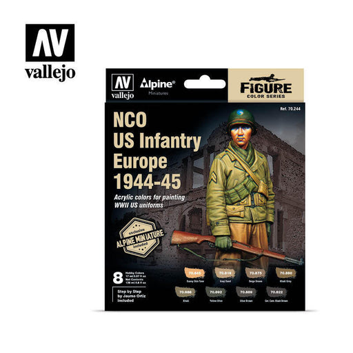 Vallejo 70244 Model Color Alpine NCO US Infantry Europe 1944-45 Acrylic Paint Set w/ Figure - Hobby City NZ (8964713939181)