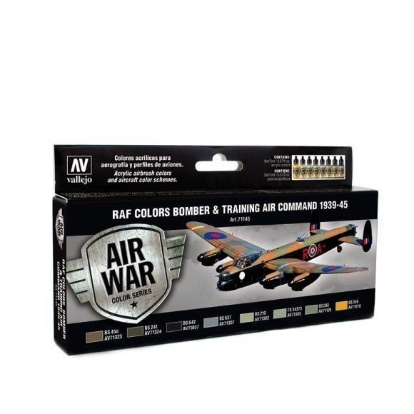 Vallejo AV71145 Model Air Bomber Air Command & Training Air Command 1939-45  8 Colour Set - Hobby City NZ (8938315546861)