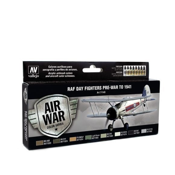 Vallejo AV71149 Model Air Day Fighters Pre-War To 1941  8 Colour Set (8938315940077)