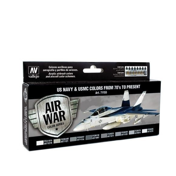 Vallejo AV71155 Model Air Us Navy & Usmc Colors From 70S To Present  8 Colour Set - Hobby City NZ (8938316234989)