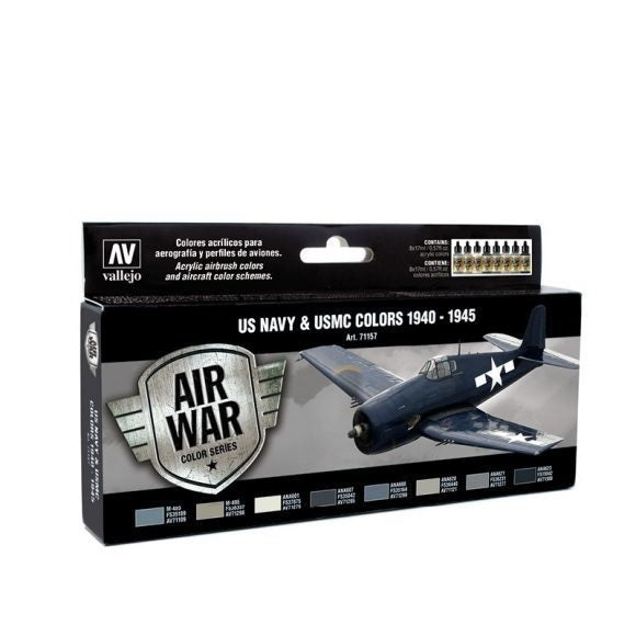 Vallejo AV71157 Model Air Us Navy & Usmc Wwii 1940-1945  8 Colour Set - Hobby City NZ (8938316398829)