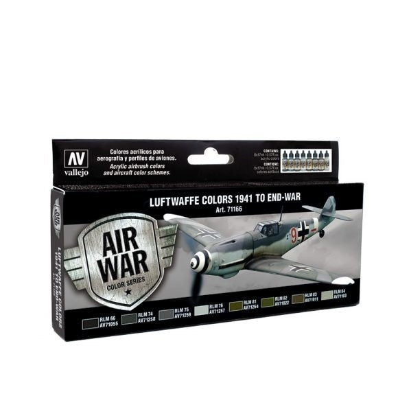 Vallejo AV71166 Model Air Luftwaffe Colors 1941 To End-War  8 Colour Set - Hobby City NZ (8938316988653)