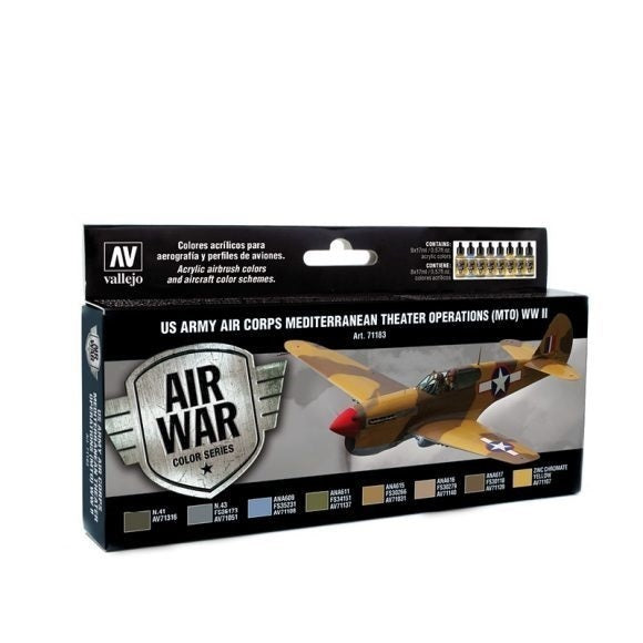 Vallejo AV71183 Model Air Us Army Air Corps Mediterranean Theater Op. (Mto) Wwii  8 Colour Set - Hobby City NZ (8938317971693)