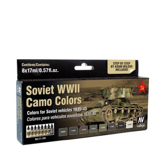 Vallejo AV71188 Model Air Soviet Wwii Camo Colors By Adam Wilder 1935-1945 8 Colour Set (8938318364909)
