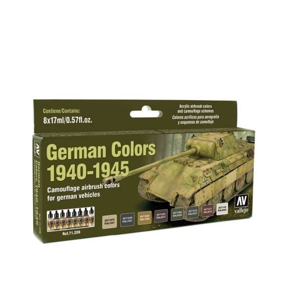 Vallejo AV71206 Model Air German Wwii Colors 1940-1945  8 Colour Set (8938319249645)
