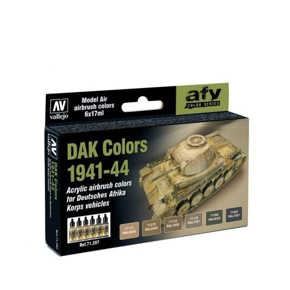 Vallejo AV71207 Model Air Dak Colors 1941-1944  6 Colour Set (8938319347949)