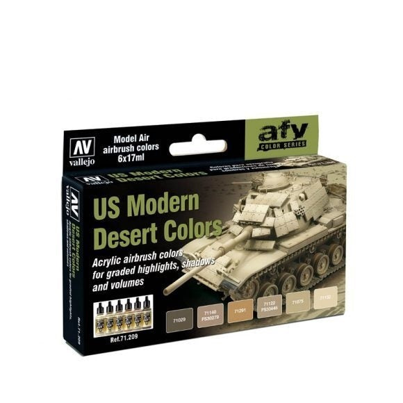 Vallejo AV71209 Model Air Us Modern Desert Colors  6 Colour Set (8938319479021)