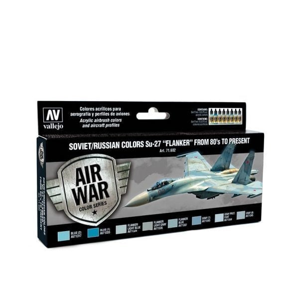 Vallejo AV71602 Model Air Soviet / Russian Colors Su-27 Flanker From 80S To Present  8 Colour Set (8938328916205)