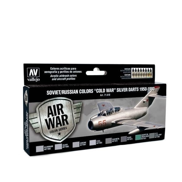 Vallejo AV71610 Model Air Soviet / Russian Colors Cold War Silver Darts 1950-1980  8 Colour Set (8938329407725)