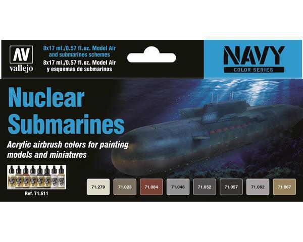 Vallejo AV71611 Model Air Nuclear Submarines  Navy 8 Colour Set (8938329473261)