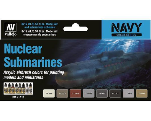 Vallejo AV71611 Model Air Nuclear Submarines  Navy 8 Colour Set - Hobby City NZ (8938329473261)