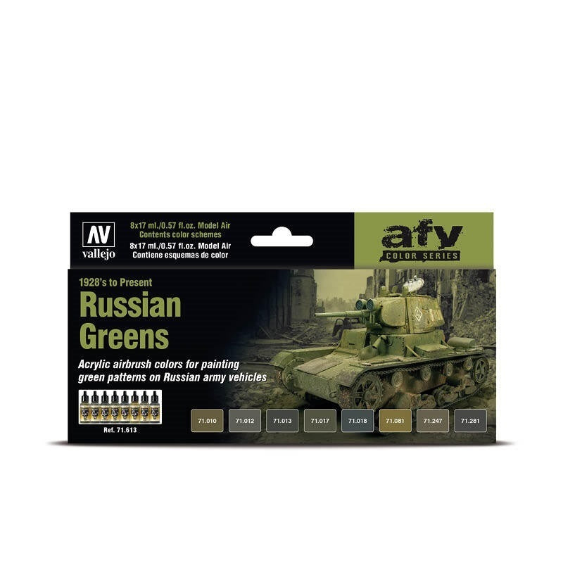 Vallejo AV71613 Model Air Russian Greens 1928S To Present 8 Colour Set (8938329702637)