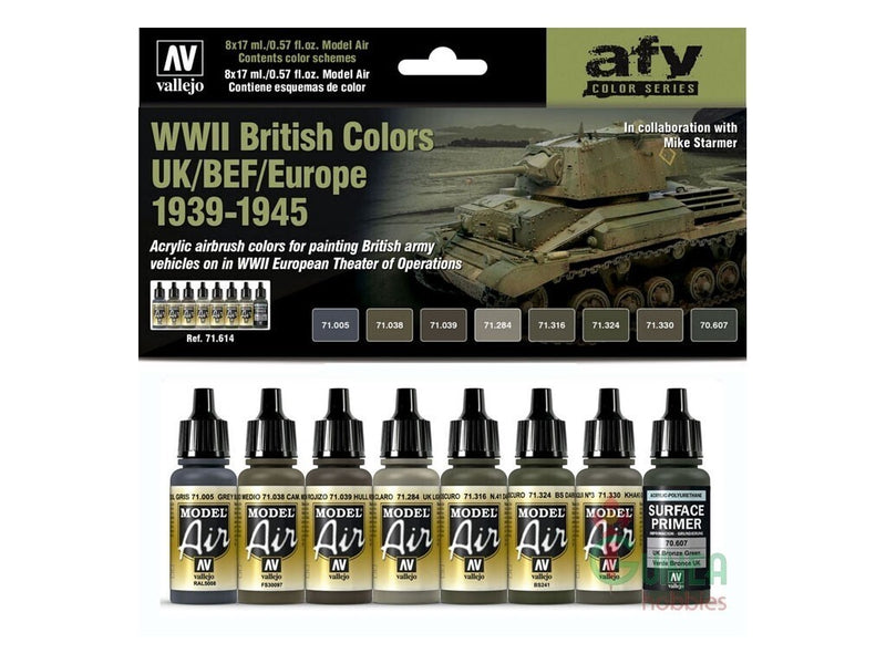Vallejo AV71614 Model Air Wwii British Colors Uk/Bef/Europe 1939-1945 8 Colour Set - Hobby City NZ (8938329833709)