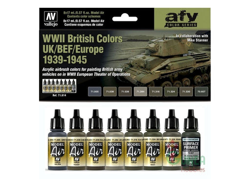 Vallejo AV71614 Model Air Wwii British Colors Uk/Bef/Europe 1939-1945 8 Colour Set - Hobby City NZ (8938329833709)