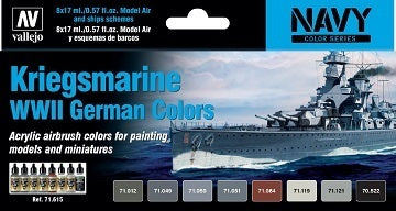Vallejo AV71615 Model Air Kriegsmarine Wwii German Colors  Navy 8 Colour Set - Hobby City NZ (8938329932013)