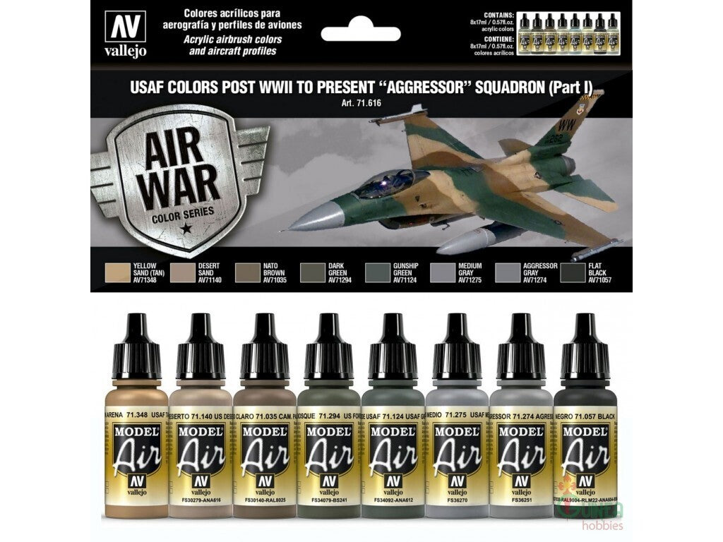 Vallejo AV71616 Model Air Usaf Colors Post Wwii To Present Aggressor Squadron Part I 8 Colour Set (8938329964781)