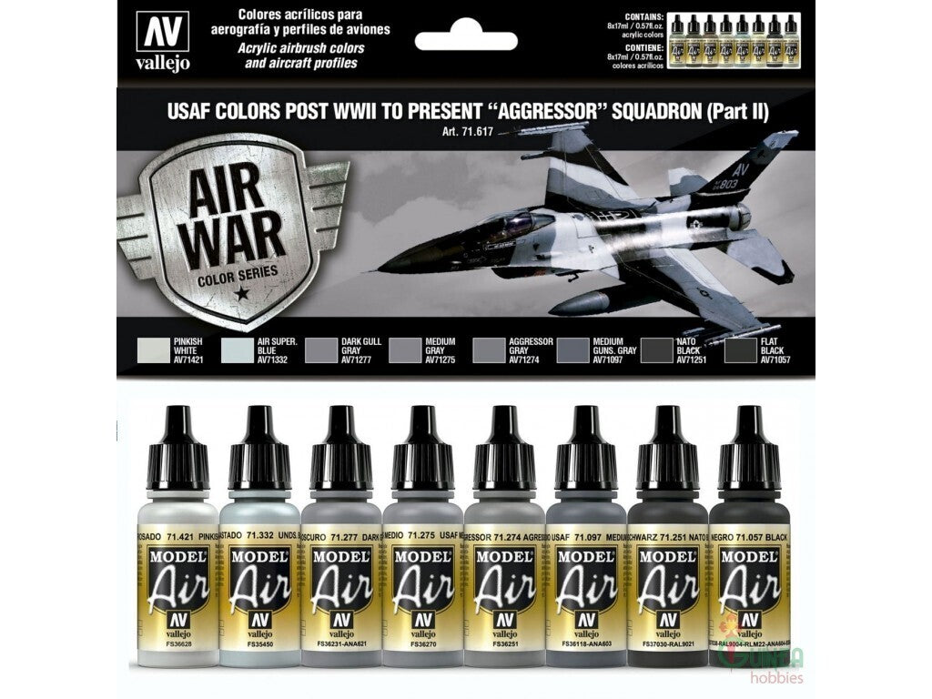 Vallejo AV71617 Model Air Usaf Colors Post Wwii To Present Aggressor Squadron Part Ii  8 Colour Set (8938330095853)