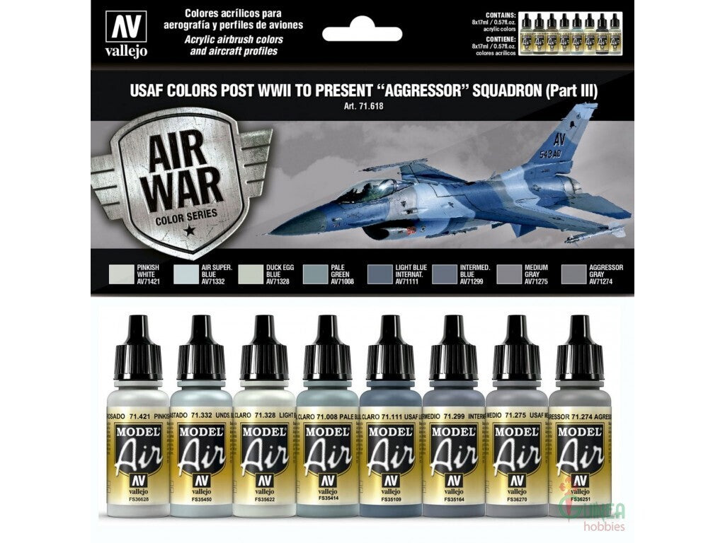 Vallejo AV71618 Model Air Usaf Colors Post Wwii To Present Aggressor Squadron Part Iii 8 Colour Set (8938330161389)
