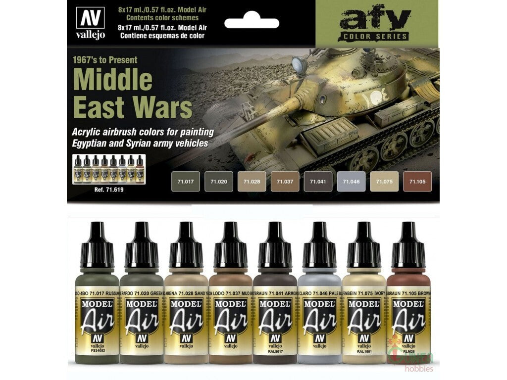 Vallejo AV71619 Model Air Middle East Wars (1967S To Present) 8 Colour Set (8938330259693)