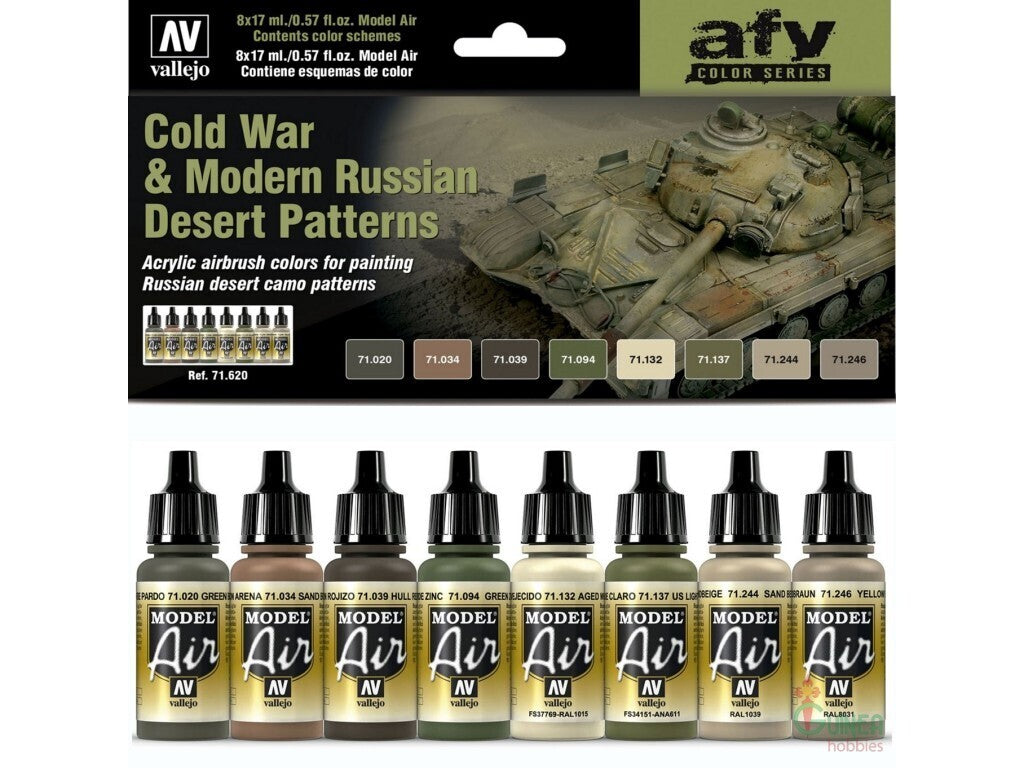 Vallejo AV71620 Model Air Cold War & Modern Russian Desert Patterns 8 Colour Set (8938330292461)