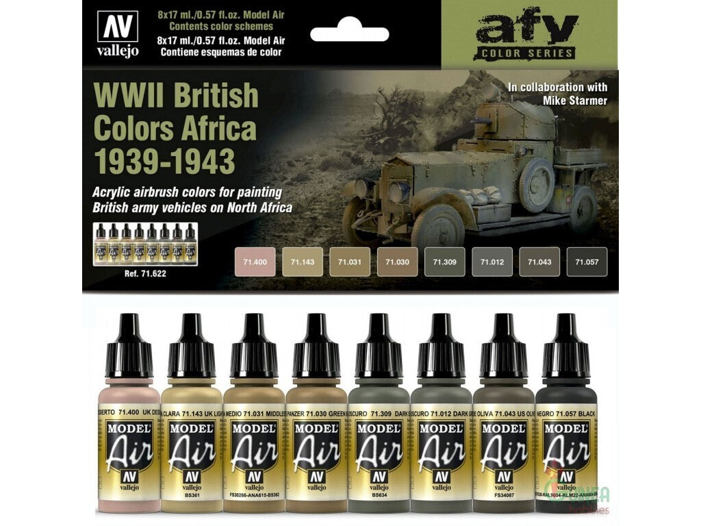Vallejo AV71622 Model Air Wwii British Colors Africa 1939-1943 8 Colour Set (8938330390765)