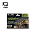 Vallejo AV71624 Model Air Wwii Usmc Colors Sand Patterns 1942-1945 6 Colour Set (8938330521837)