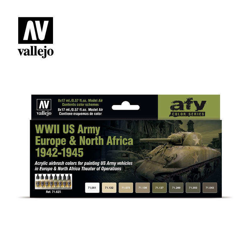 Vallejo AV71625 Model Air Us Army Europe & North Africa 1942-1945 8 Colour Set - Hobby City NZ (8938330587373)
