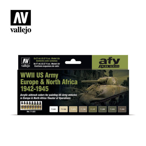 Vallejo AV71625 Model Air Us Army Europe & North Africa 1942-1945 8 Colour Set - Hobby City NZ (8938330587373)