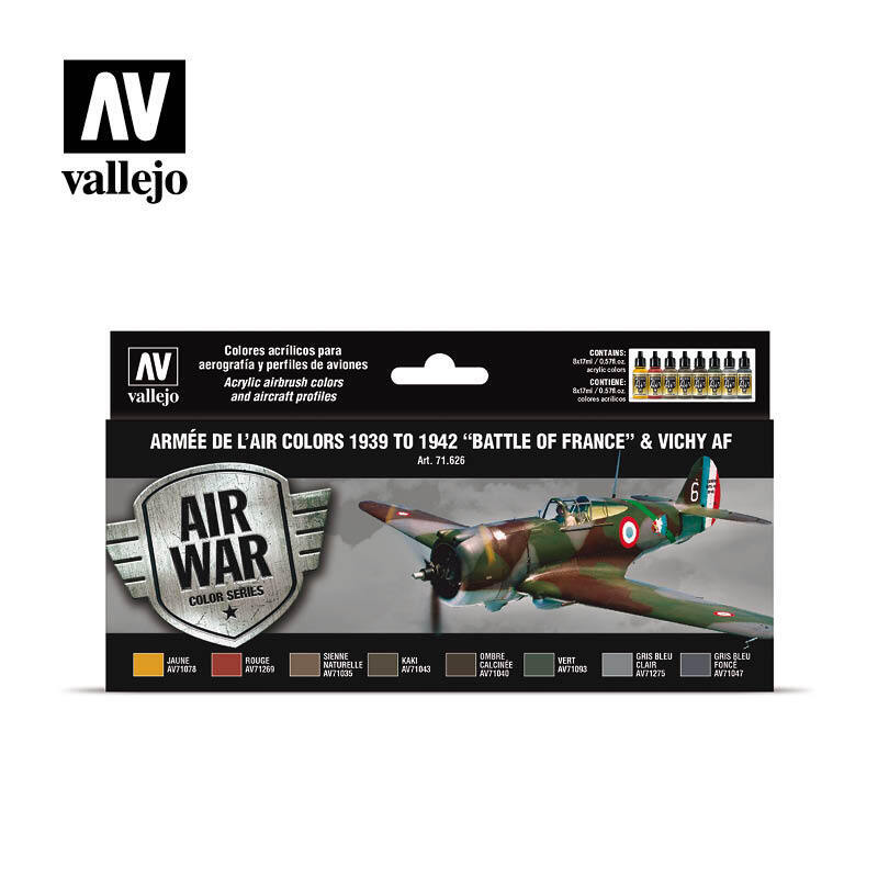 Vallejo AV71626 Model Air Arme De LAir Colors 1939 To 1942 Battle Of France 8 Colour Set (8938330652909)