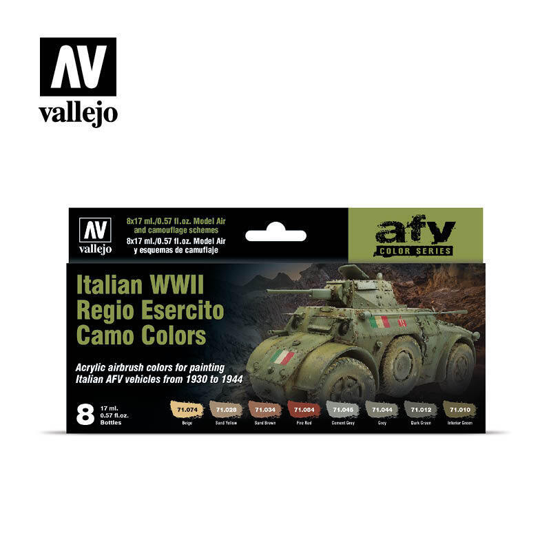 Vallejo AV71645 Model Air Italian Wwii Regio Esercito Camo Colors 1930-1944 8 Colour Set (8938330849517)