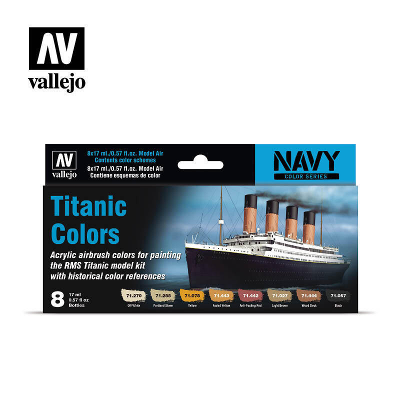 Vallejo AV71646 Model Air Titanic Colors  Navy 8 Colour Set (8938330882285)