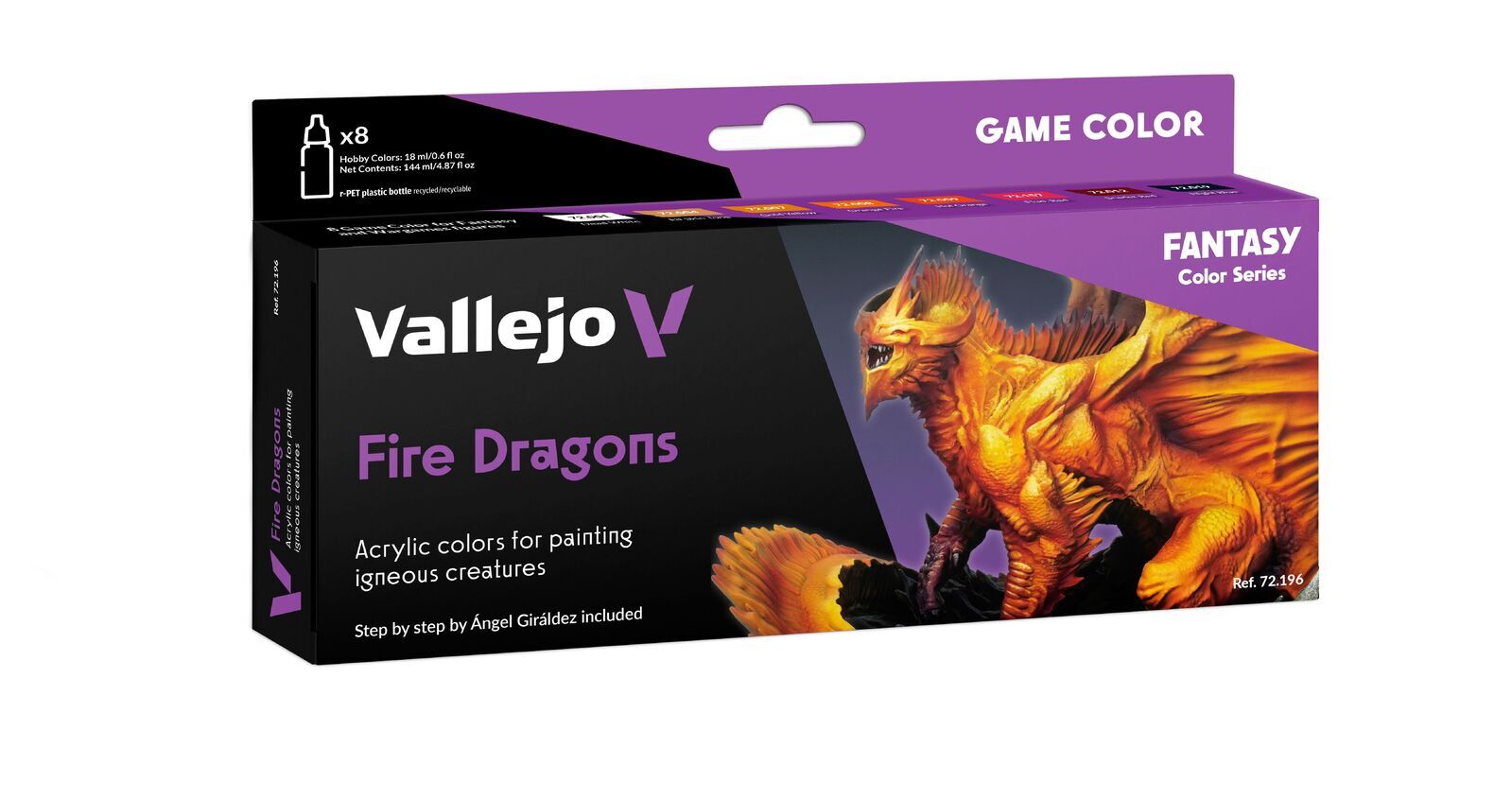Vallejo AV72196 Game Colour Fire Dragons 8 Colour Set (8938342121709)