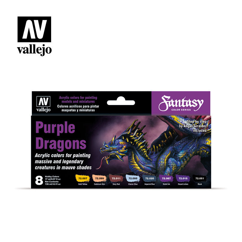 Vallejo 72305 Game Color Purple Dragons (8) by Angel Giraldez Acrylic Paint Set - Hobby City NZ (8964714135789)