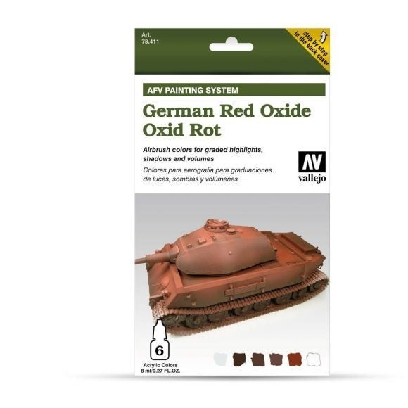 Vallejo 78411 Model Air AFV Set German Red Oxide 6 Colour Acrylic Paint Set - Hobby City NZ (8964716495085)