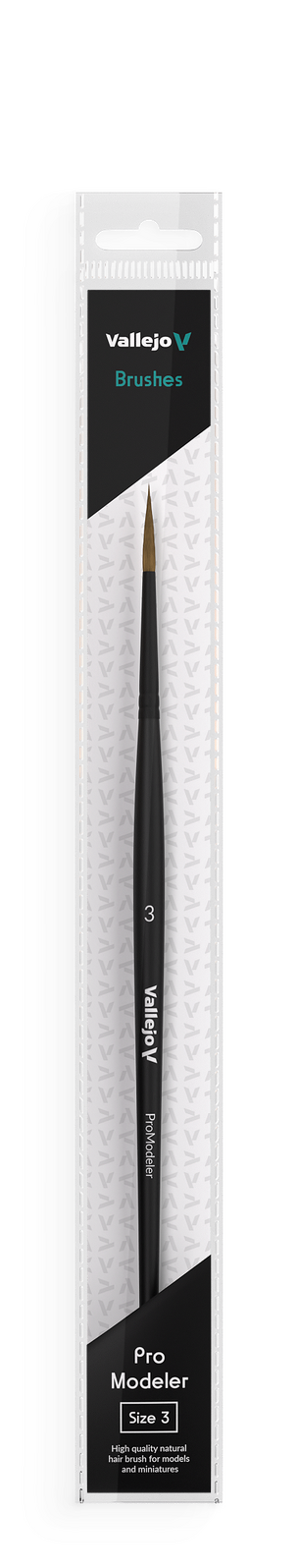 Vallejo B01003 Hobby Brushes: Pro Modeler Natural Hair Round Brush No. 3 - Hobby City NZ (8964716593389)
