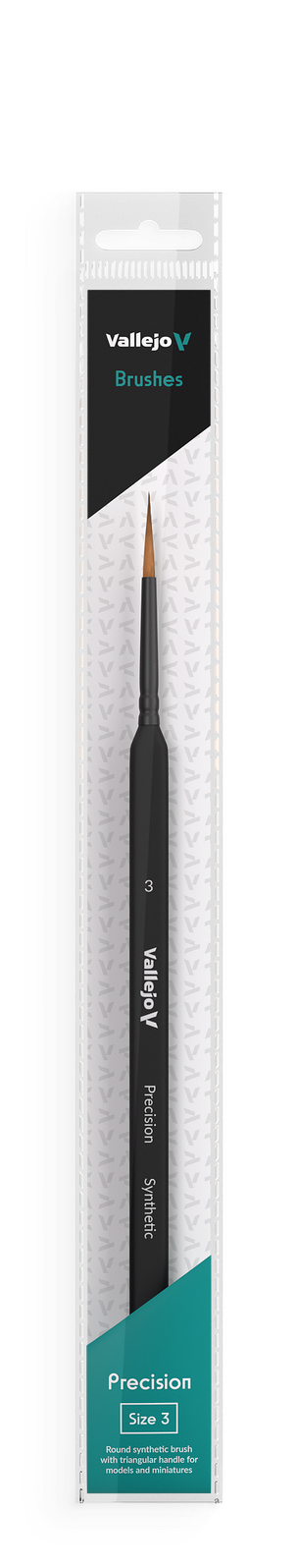 Vallejo B03003 Hobby Brushes: Precision Round Synthetic Brush, Triangular Handle No. 3 (8964717871341)