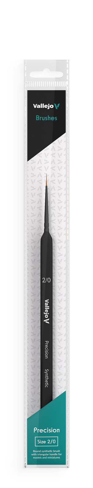 Vallejo B03020 Hobby Brushes: Precision Round Synthetic Brush, Triangular Handle No. 2/0 (8964718002413)