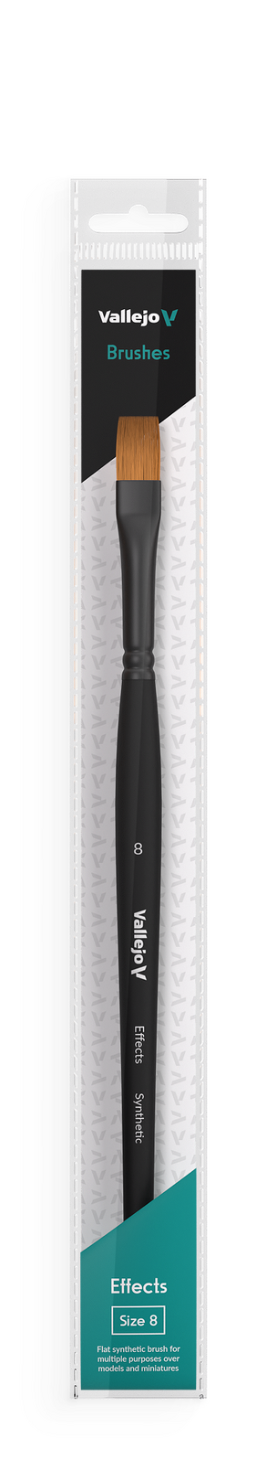 Vallejo B04008 Hobby Brushes: Effects Flat Rectangular Synthetic Brush No. 8 (8964718100717)