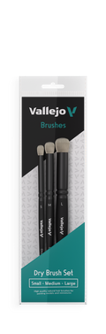 Vallejo B07990 Hobby Brushes: Dry Brush Set - Natural Hair (S, M & L) (8964719116525)